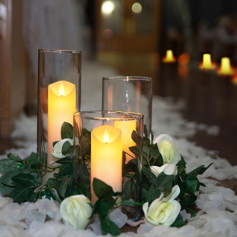 5plots 7"x 2.2" Flickering Flameless Candles, Battery Operated LED Pillar Candles with Timers and Remote Control, Made of Wax-Like Frosted Plastic, Wonâ€™t Melt, Ivory, Skinny, Set of 6 - Image 4